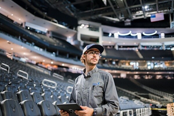Service technicians in stadiums