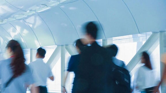 crowd of people in passageway