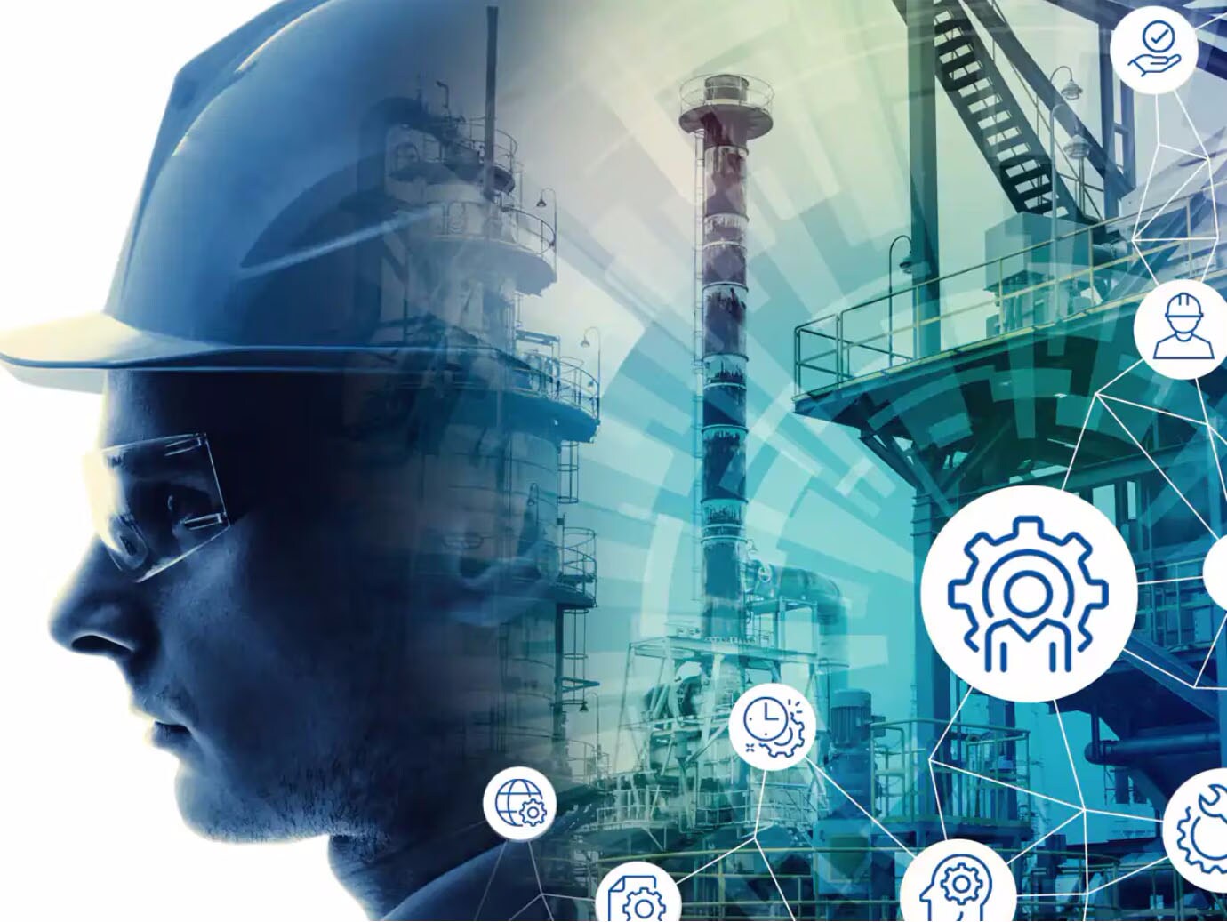 A person wearing a helmet and glasses