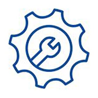 Icon depicting easy installation with gear and tool