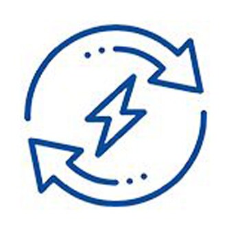 Icon depicting energy efficiency with circulating arrow and a bolt