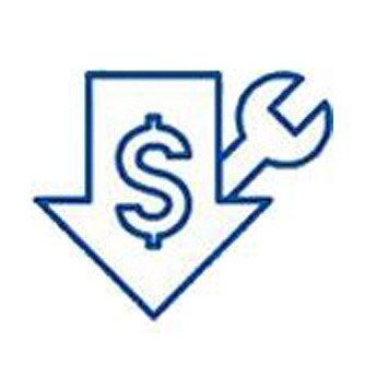 Icon depicting low maintenance cost with arrow