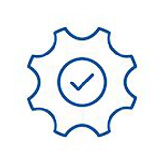 Icon depicting easy mounting with a gear and tick sign in middle