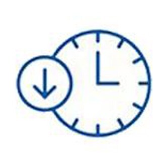Icon depicting less man hour spent with a clock