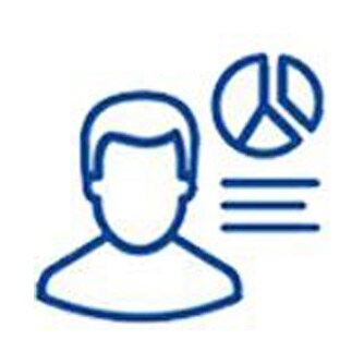 Icon depicting low training cost with a person and his profile details