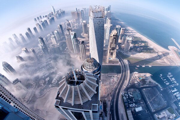 aerial view of a cityscape