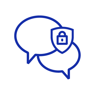 An icon of encrypted chat balloons