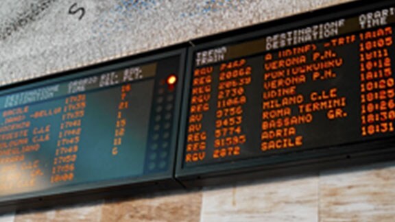 led timetable board at a train station
