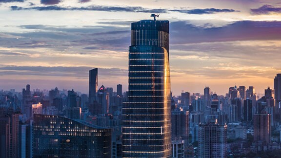 cityscape during dusk