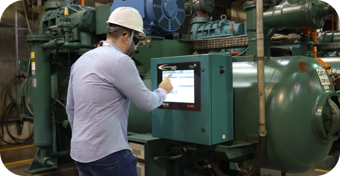 person checking control panel