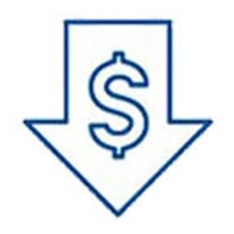 Icon of arrow down with dollar