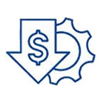 Icon of down arrow with work capital icon