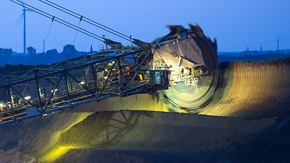 View of the machinery at work in the mines