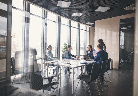 View of people sitting in meeting room