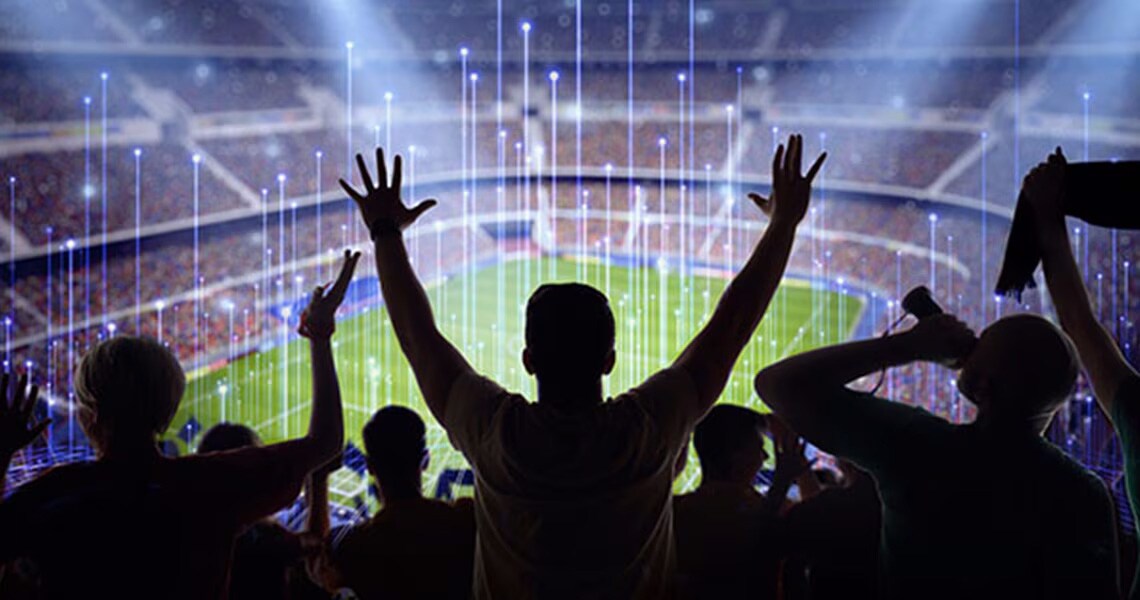 People cheering at a stadium