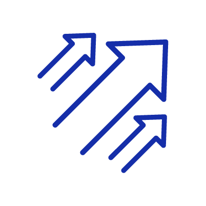 An icon of arrows depicting growth