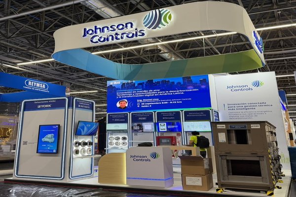 An exhibition booth belonging to Johnson Controls