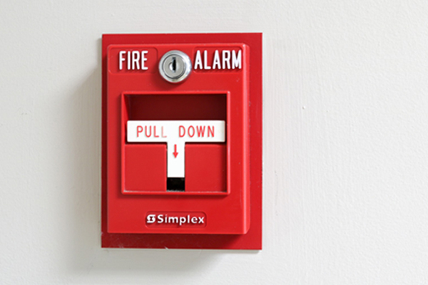 fire alarm system on the wall